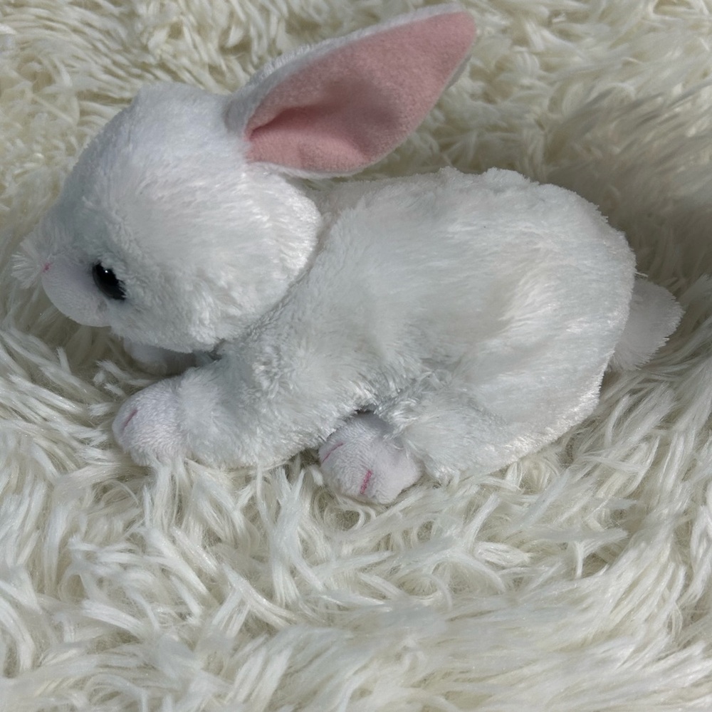 Ty Cotton White and Pink Plush Bunny Toy